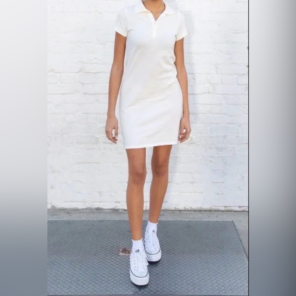 Brandy Melville White Paula Polo Cotton Mini Dress
